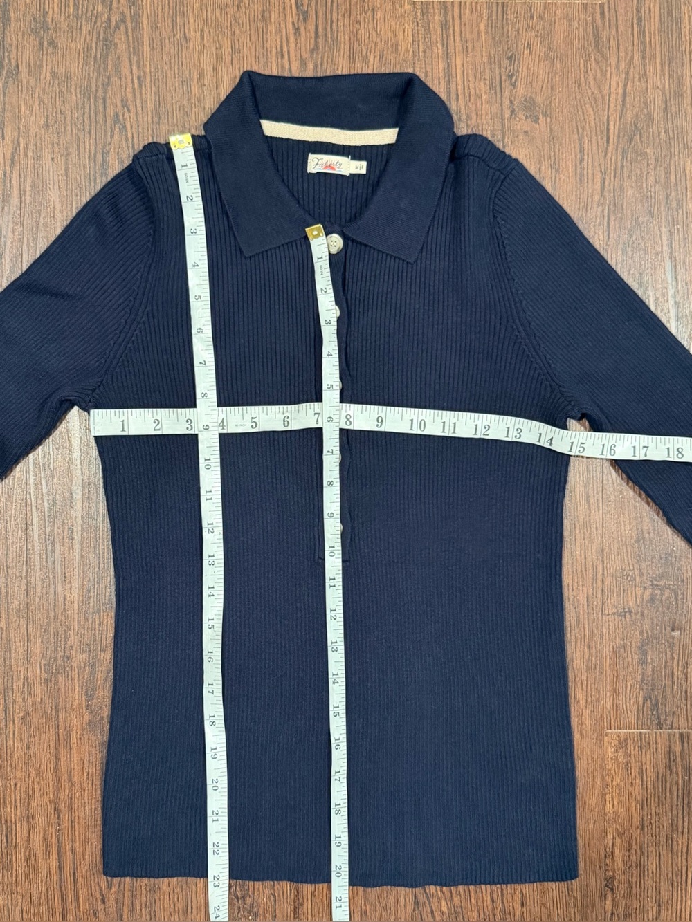 Faherty Womens Mikki Ribbed Polo Cotton Cashmere Sweater Navy Size M MSRP $168 - Picture 8 of 12